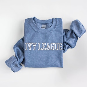 Moletom bordado universitário personalizado, presente da Ivy League, gola redonda estilo universitário vintage, pulôver com letras preppy, moletom com capuz com espírito escolar