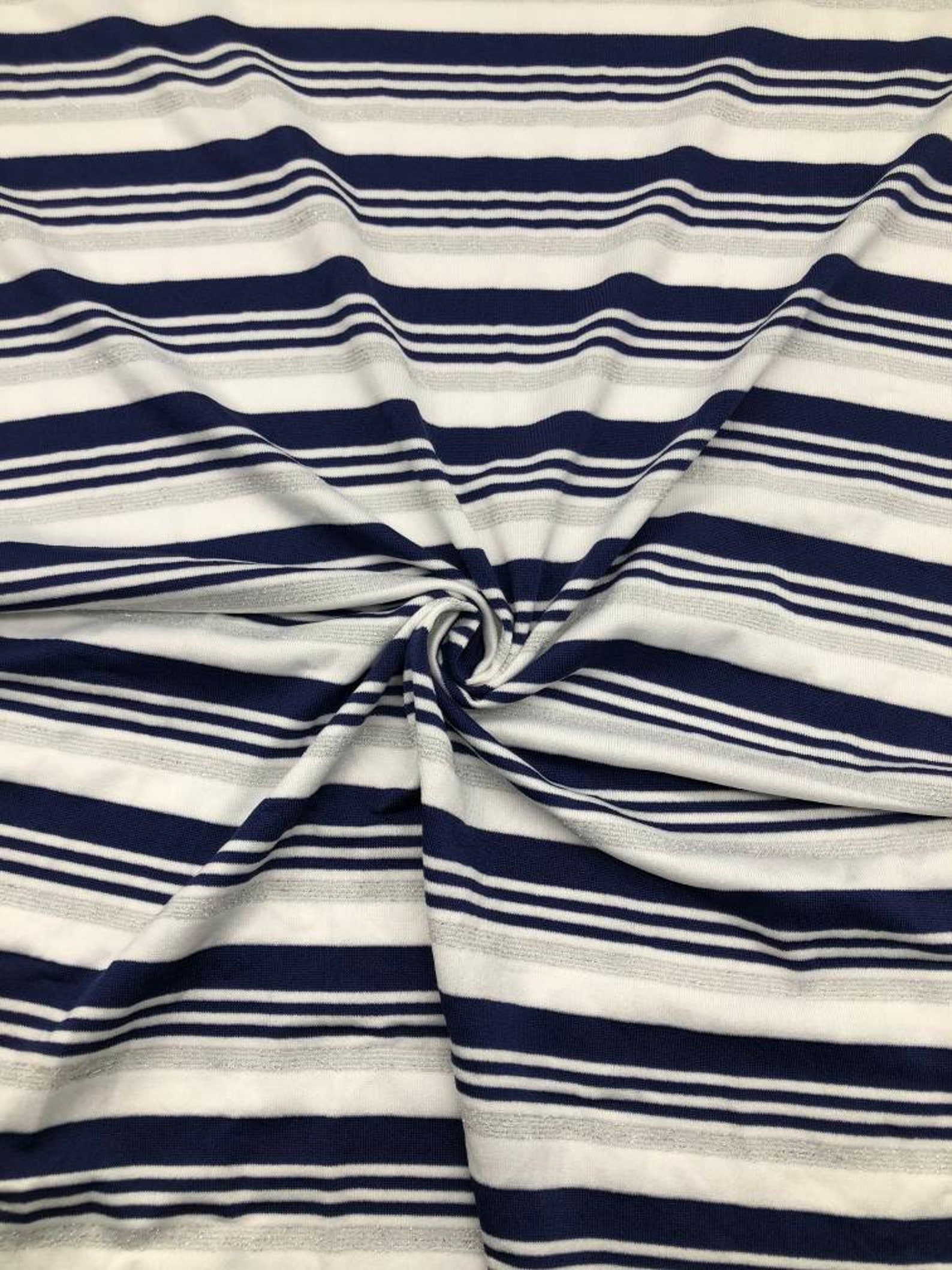 Yarn dyed stripe lurex swimwear fabric with silver metallic | Etsy
