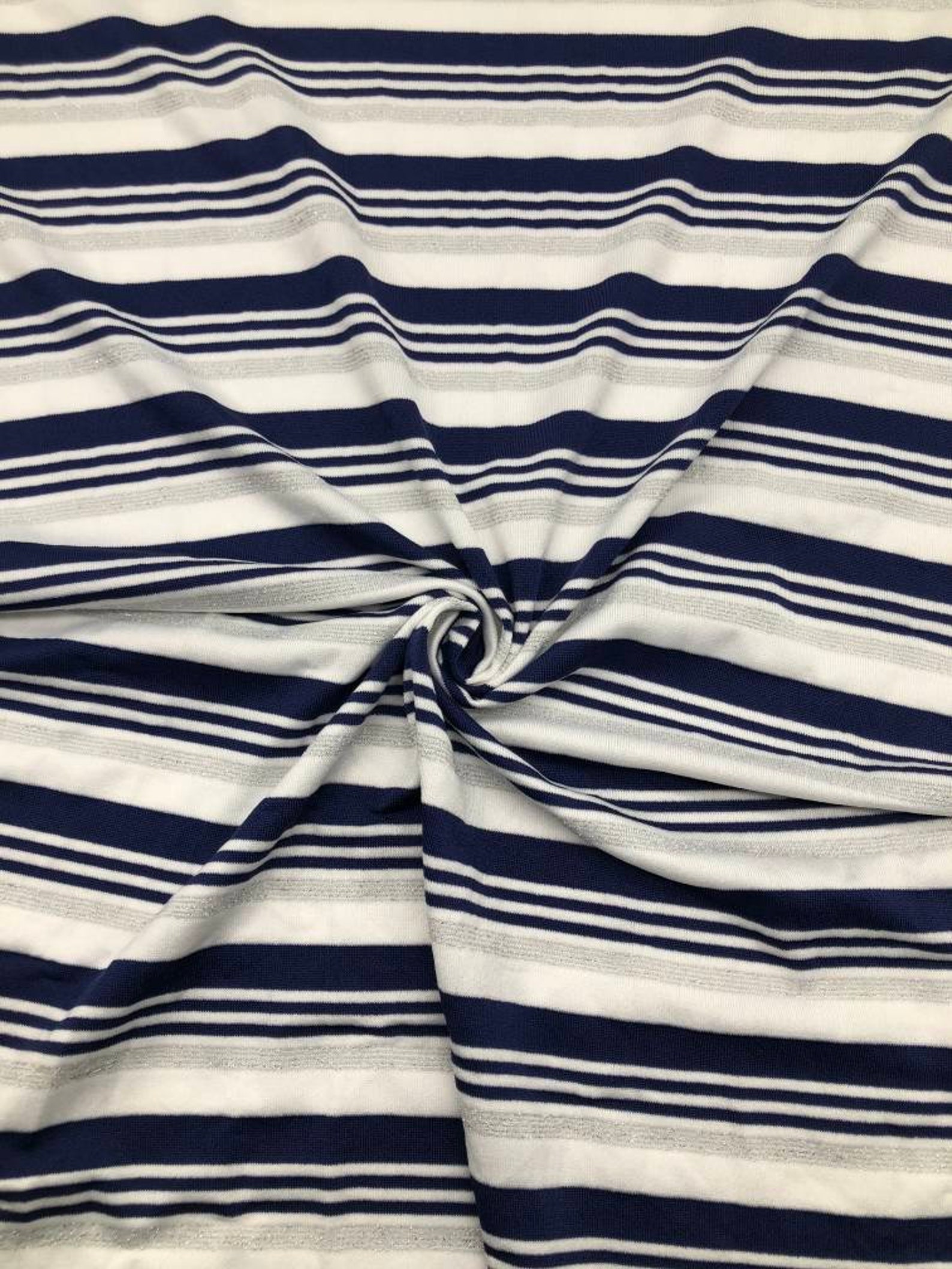 Yarn dyed stripe lurex swimwear fabric with silver metallic Etsy