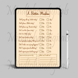 A better Muslim digital checklist for iPad/tablet, PDF File suitable for notability, good notes, notes writer, instant download