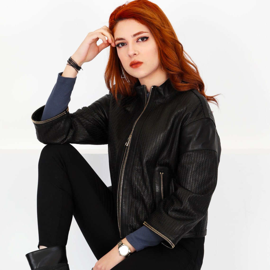 Oversized Crop Jacket Cropped Leather Coat / %50 Crop not FULL | Etsy