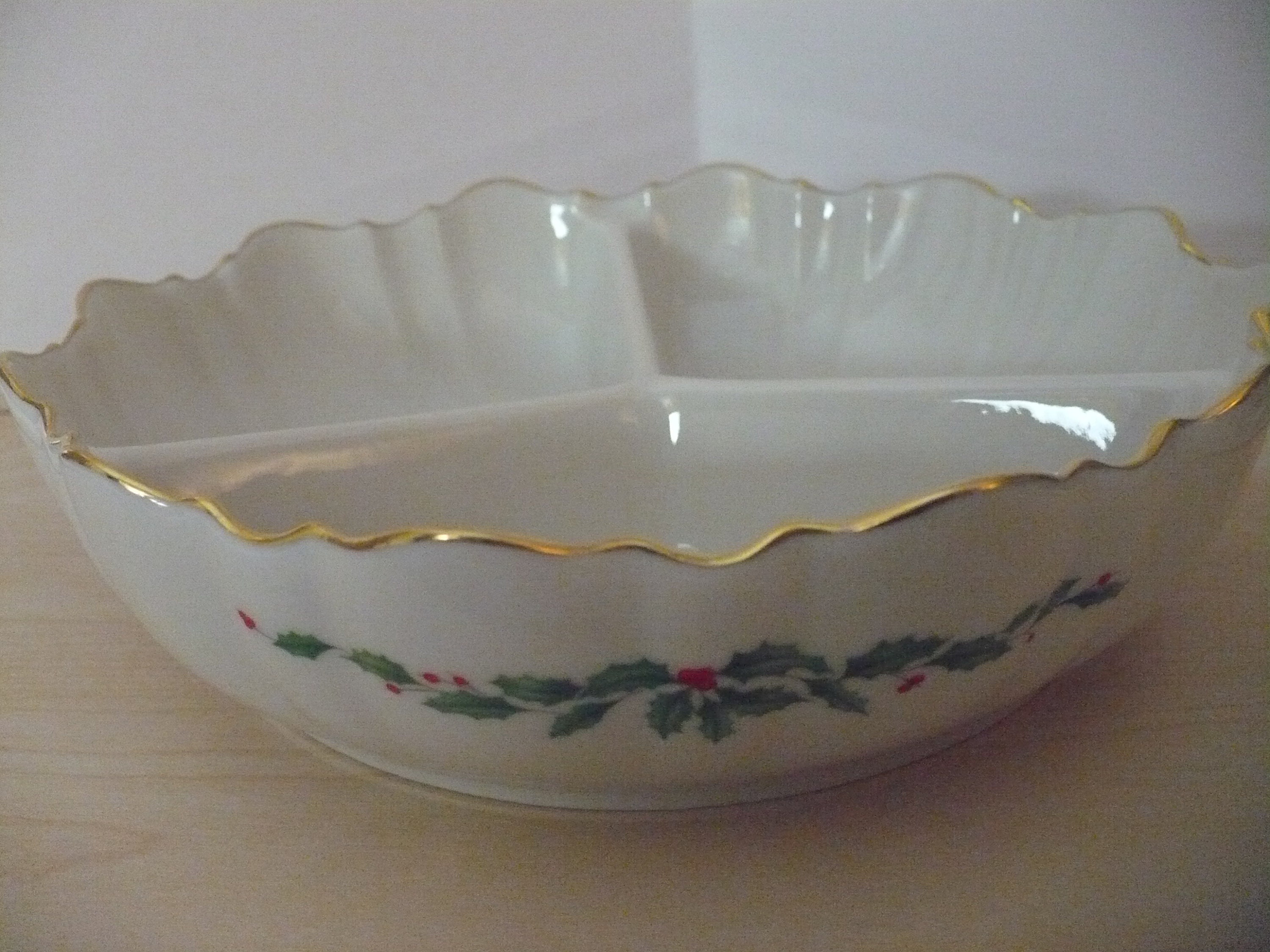 Beautiful Lenox Holiday Divided Serving Bowl hecho en EE. UU. Etsy