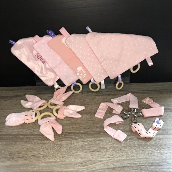 Doudou personnalisable rose / Kit naissance