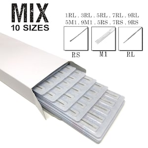 Sterile Tattoo Needles Set: Mixed Sizes 3-9 RL RS M1 (50pcs Total)
