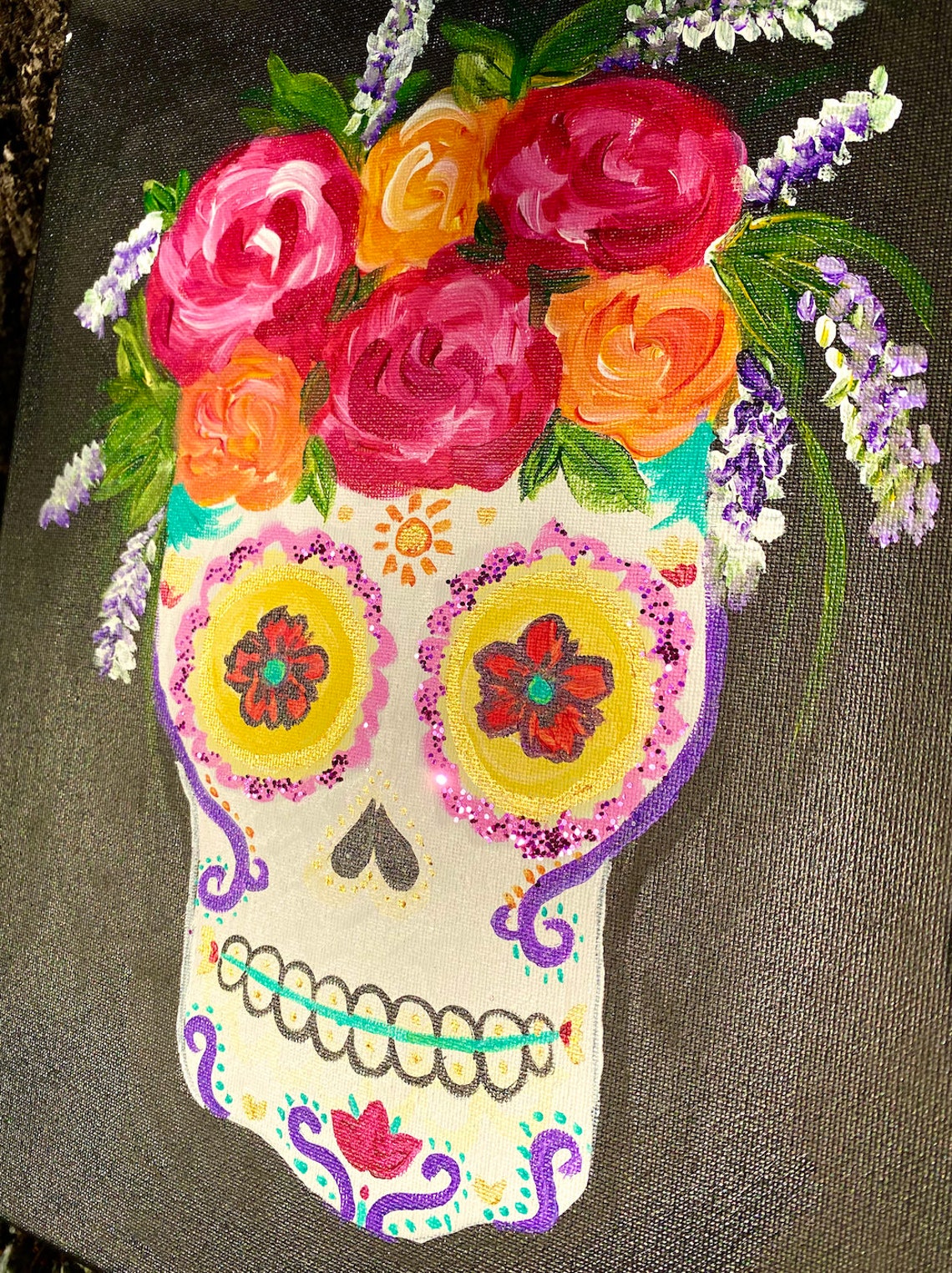 Sugar Skull with Flower Crown | Etsy