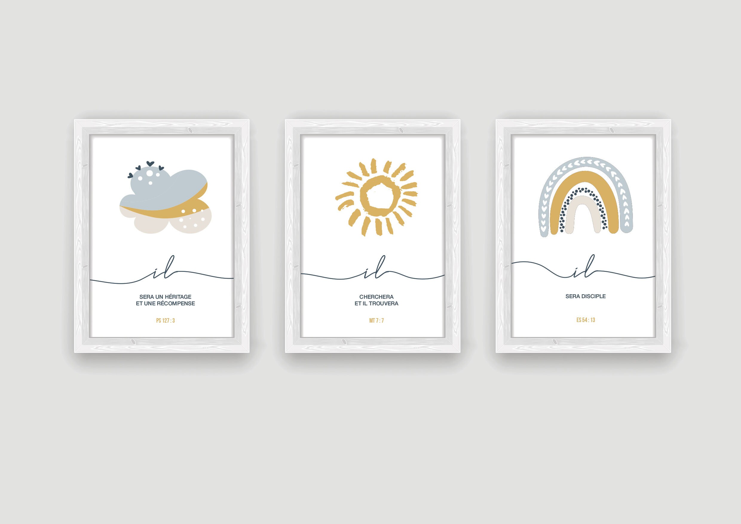 Set de 3 Affiches Reprenant Trois Versets Pour Garçons