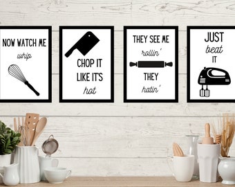 Printable wall art Food puns hotdog Kitchen prints Weiners never quit / Winners never quit Set of 3 Funny kitchen signs Food sayings