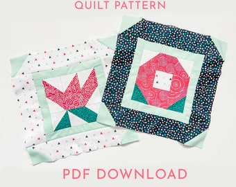 PDF Quilt Pattern, Traditionally pieced quilt pattern, confident beginner quilt pattern, flower quilt pattern, table runner, spring quilt