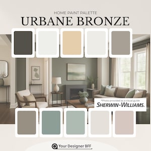 SW 7048 Urbane Bronze Komplementärfarbpalette Für Sherwin Williams, Innenarchitektur-Farbpalette, ganze Hausfarben, Hausfarbe