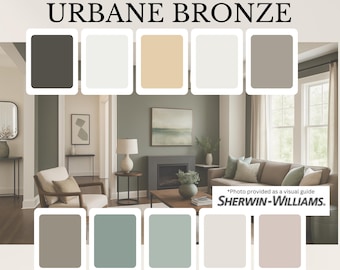 SW 7048 Urbane Bronze Complementary Color Palette For Sherwin Williams, Interior Design Paint Palette, Whole House Paint Colors, Home Paint