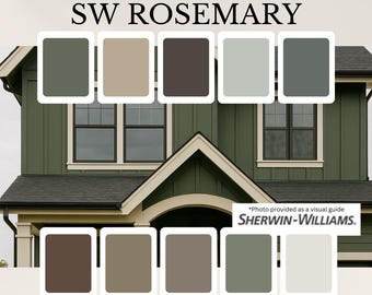 SW Rosemary Modern Green Color Scheme - Sherwin-Williams Außenfarben-Palette - sofortiger Download