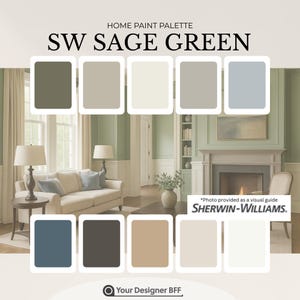 Sage Green Sherwin-Williams Paint Palette – Soft Greens & Warm Neutrals for a Timeless, Elevated Home (Digital PDF)