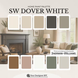 SW 6385 Dover White Complementary Whole House Color Palette - Moody & Warm Grays and Beiges