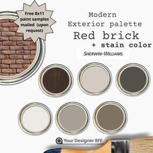 Modern Red Brick Exterior Paint Palette | Sherwin-Williams Digital Color Guide for Brick Homes | Instant PDF Download