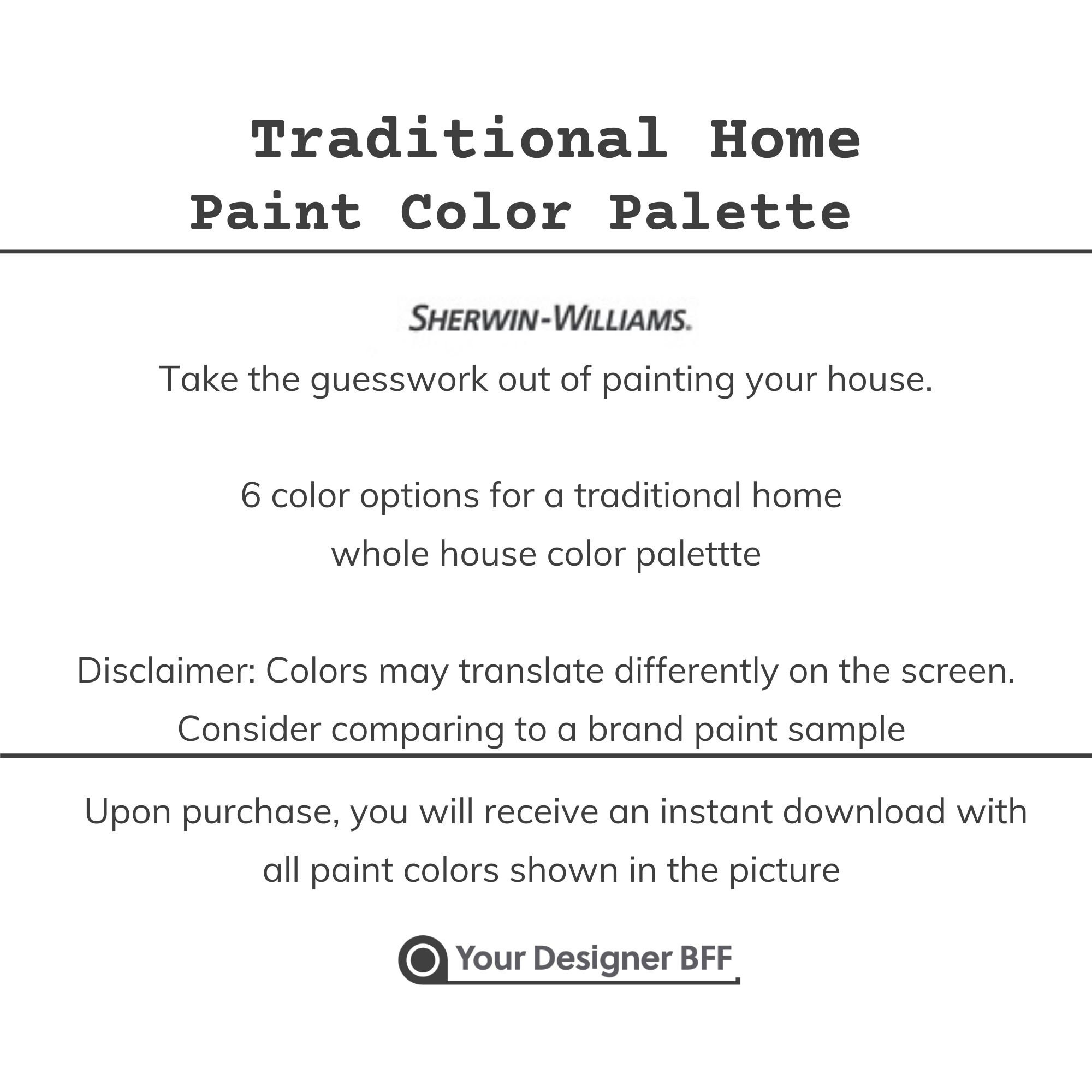 Traditional Home Sherwin Williams Paint Scheme Interior Etsy