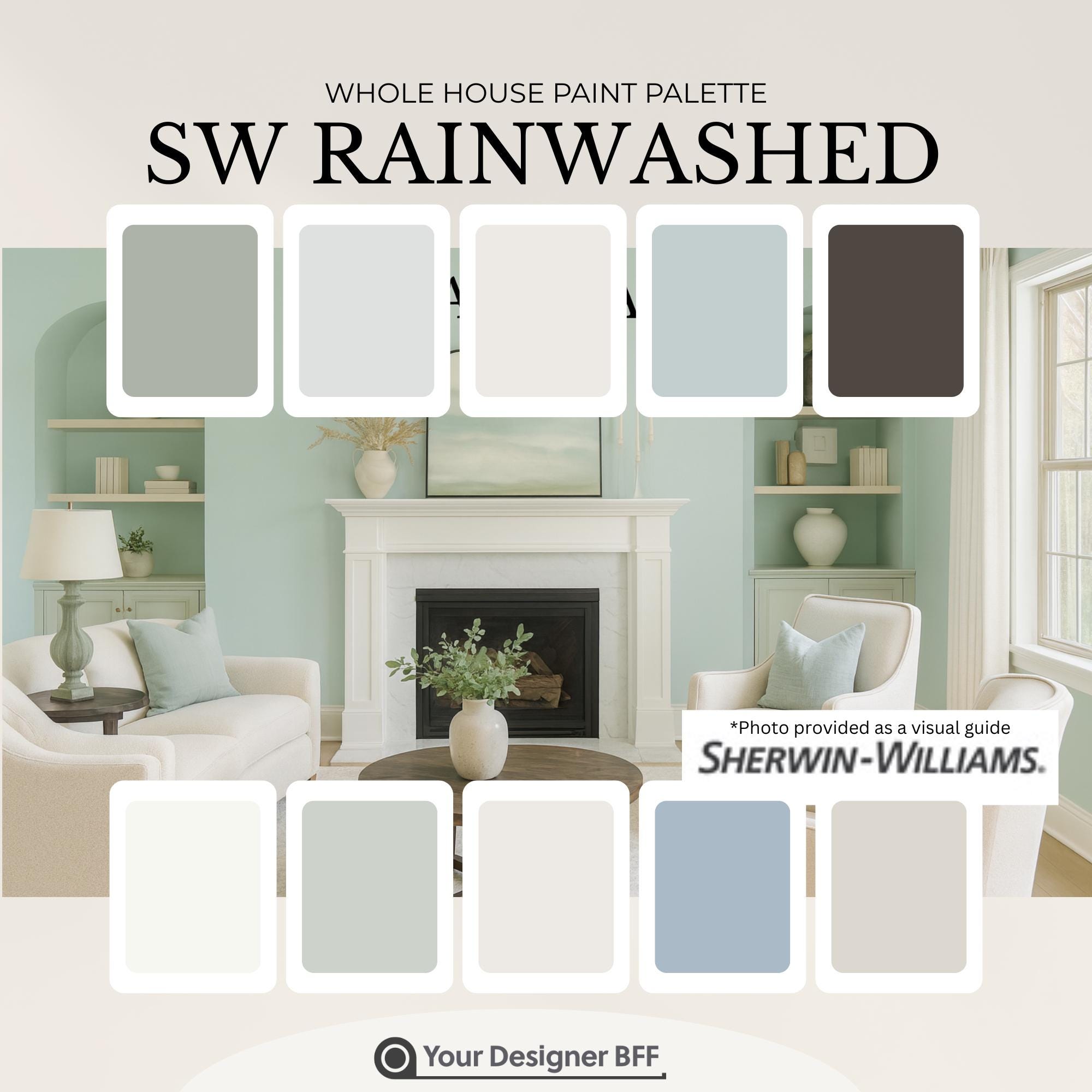 SW Rainwashed Paint Palette | Sherwin-williams Coastal Interior Color ...