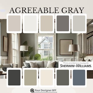 SW 7036 Agreeable Gray Paint Palette | Sherwin-Williams Neutral Color Scheme | Digital Download