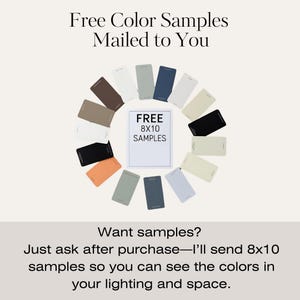 Image of 8x10 paint color samples laid out for review, available free after purchase. Designed to help buyers test Sherwin-Williams paint palettes in their own space.