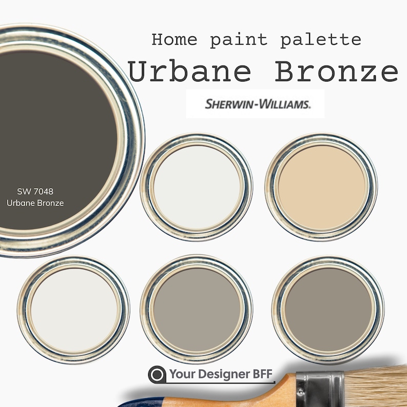 SW 7048 Urbane Bronze Complementary Color Palette for Sherwin Williams