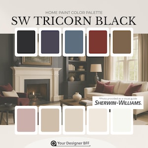Tricorn Black Sherwin-Williams Whole House Paint Palette – Bold Neutrals with Rich, Earthy Accents (Digital PDF Download)
