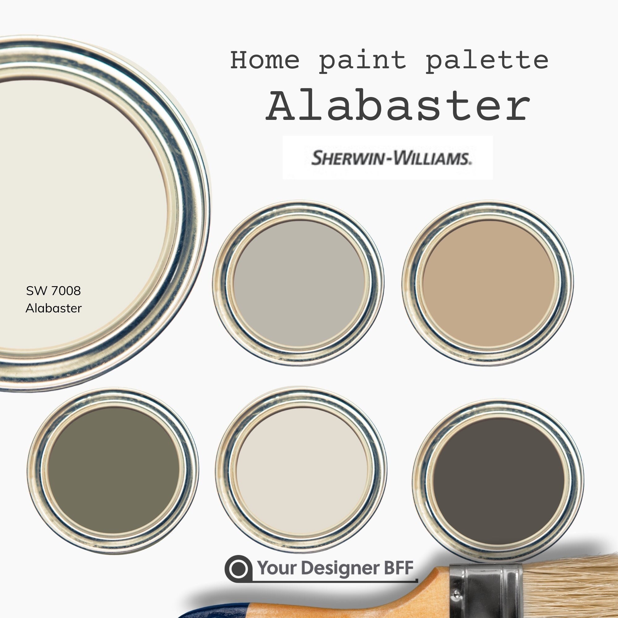 SW 7008 Alabaster Complementary Color Palette For Sherwin - Etsy España