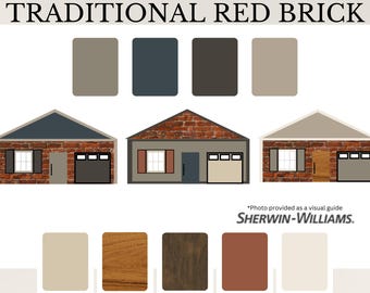Traditioneel rood bakstenen verfpalet voor exterieur van Sherwin Williams – tijdloos kleurenschema voor huizen
