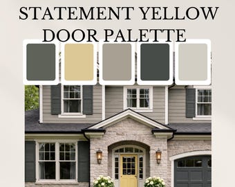Paleta de pintura exterior para puerta de entrada con un toque atrevido: esquema de colores para toda la casa de Sherwin-Williams / Descargar PDF