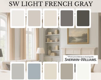 Light French Gray Sherwin-Williams Whole House Paint Palette – Soft Cool Neutrals for a Timeless Interior (Digital PDF)