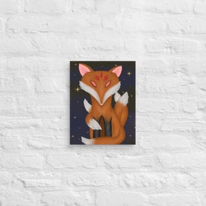 Kitsune Among the Stars Leinwand, Japanischer Fuchs, Geschenk für Zuhause & im Büro