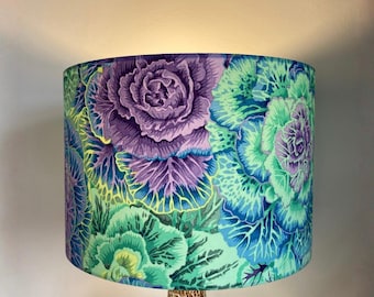 Light Green Leaves Lampshade, Kaffe Fassett Brassica Lampshade for Table Lamps or Ceiling Pendant