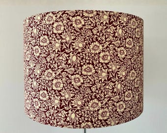 William Morris Mallow Wine Deep Red Floral Fabric Lampshade