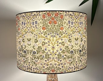 William Morris Blackthorn Lampshade, White and Green Floral Lampshade