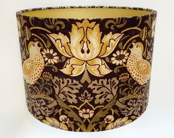 Grape and Gold Strawberry Thief Lampshade for Table Lamps or Ceiling Pendant