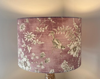 Pink Bird Lampshade, Rose Birds and Flowers Lampshade for Table Lamps or Ceiling Pendant