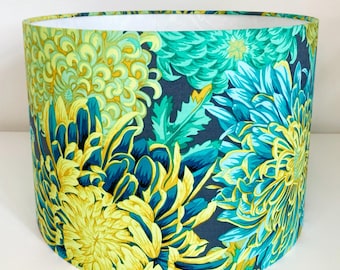 Green and Blue Floral Lampshade, Chrysanthemum Flower Lampshade for Table Lamps or Ceiling Pendant