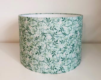 William Morris Jasmine Aqua Light Green Floral 30cm Drum Lampshade