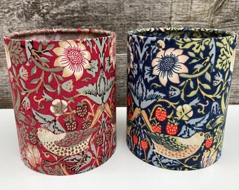 Strawberry Thief Fabric Lantern, Handmade William Morris Lantern