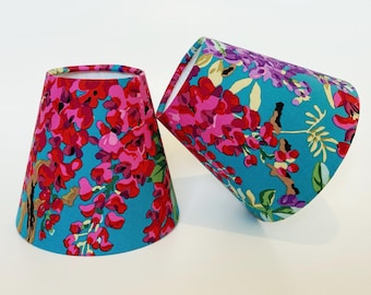 Floral Candle Clip Lampshade, Kaffe Fassett Wisteria Print
