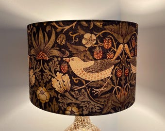 William Morris Strawberry Thief Lampshade in Grape and Gold for Table Lamps or Ceiling Pendant