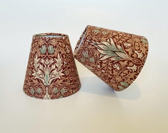 William Morris Snakeshead Red Fabric Candle Clip Lampshade