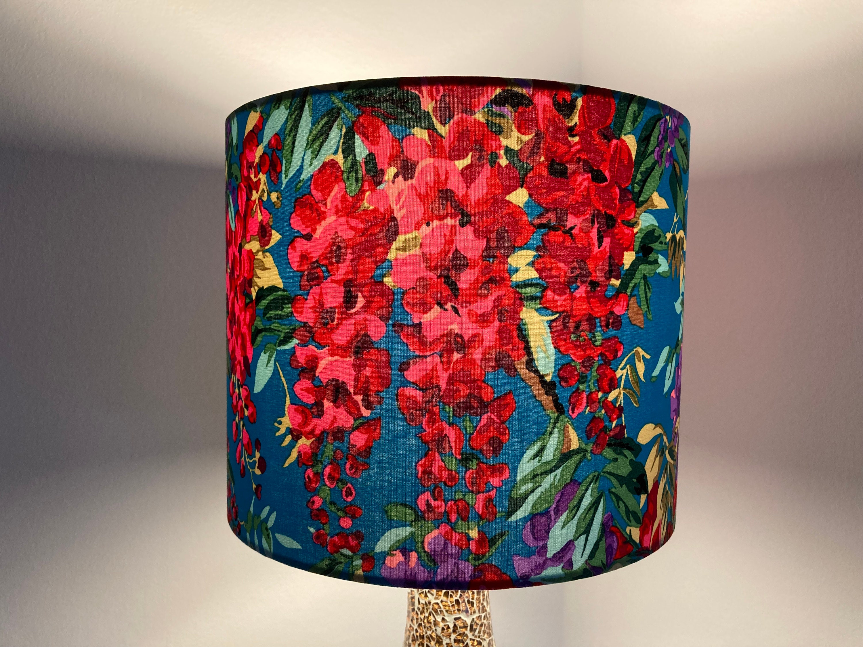 Pink and Teal Floral Lampshade Bright Kaffe Fassett Wisteria Etsy UK
