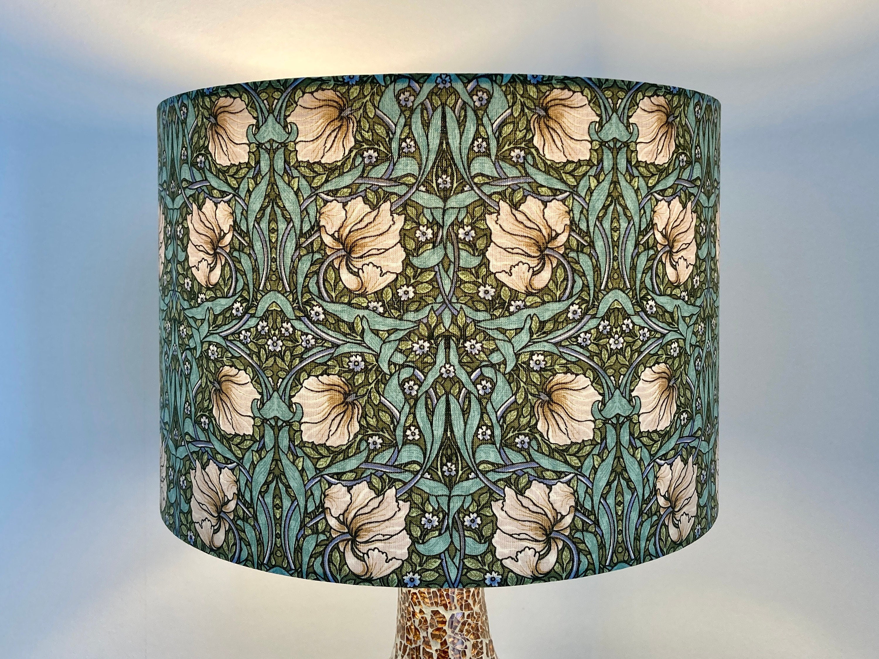 William Morris Pimpernel Lampshade Green Floral for Table or