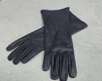 Super hero medium length leather gloves for Cosplay/Black