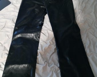 Black Leather Double Belt Pants Cosplay (Size Small)