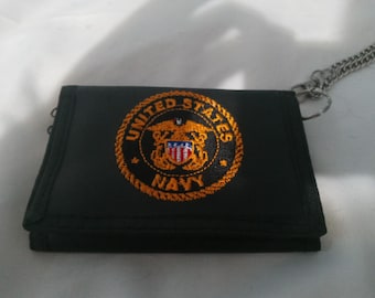 United States Navy Black Chain Wallet