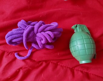 5 Toy Cosplay Grenades with Purple Strap