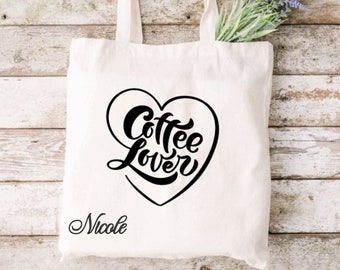 Coffee Lover Gift, Barista Gift, Coffee Lover Shopping Bag, Coffee Lover Canvas Tote Bag, Reusable Coffee Lover Tote, Cotton Canvas Tote