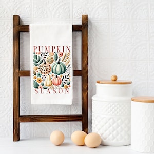 Autumn Kitchen Towel, Cotton Tea Towel, Thanksgiving Tea Towel, Pumpkin Towel, Fall Kitchen Towel, Harvest Kitchen Towel, Fall Autumn Gift