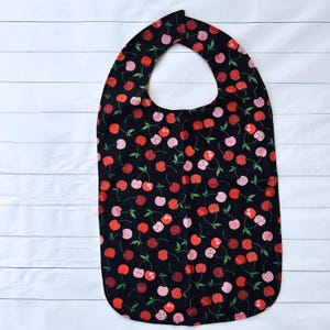 Senior Woman Bib, Cherry Print Adult Bib, Fashionable Adult Bib, Reusable Eating Bib, Cute Bib For Women, Meal Time Bib, Birthday Gag Gift
