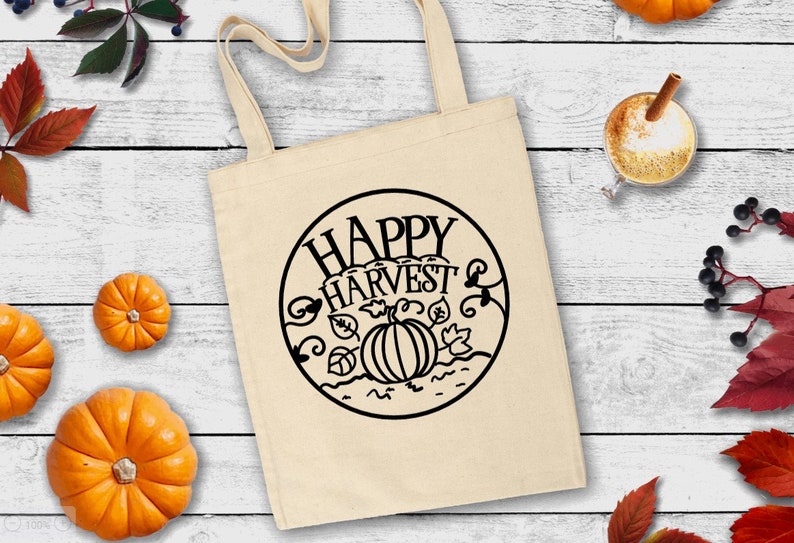Pumpkin tote bag Kids farm market tote bag Happy harvest fall tote bag for kids Harvest tote Canvas tote bag Kids fall harvest tote bag